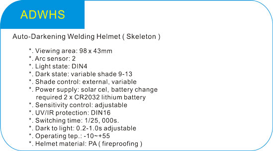  Auto-Darkening Welding Helmet(Skeleton) 